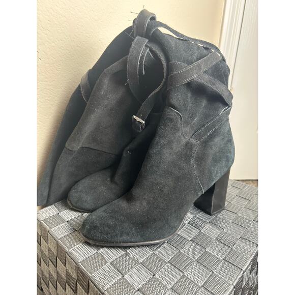 Sam Edelman Over The Knee Boots Women's Size 9.5 Black Suede Strappy Heeled Boot - Picture 14 of 16